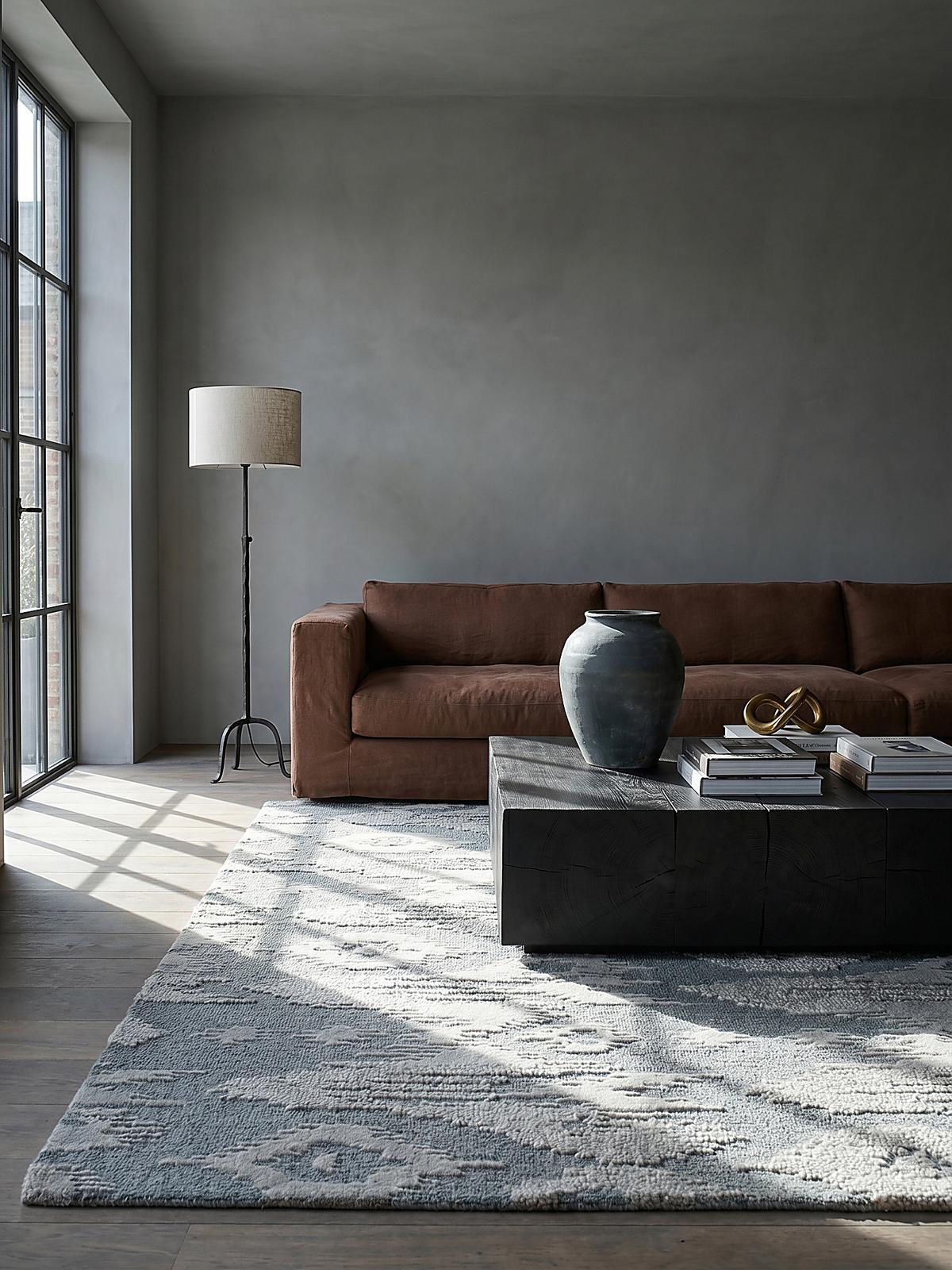 WOLLTEPPICH SOAR, im Ethno-Stil, Blau, 200 x 290 cm - Blau, Textil (290/200cm) - KADIMA DESIGN