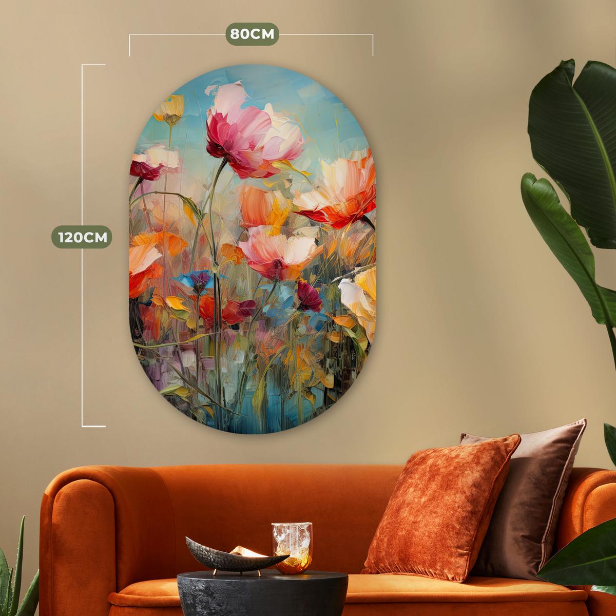 WANDBILD Blumen - Aquarell - Kunst - Botanisch - Natur Deko Groß 80x120 cm - Orange, Kunststoff (80/120cm) - MuchoWow