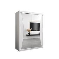 SCHWEBETÜRENSCHRANK 200/150/62 2-türig - Silberfarben/Weiß, Holz/Kunststoff (150/200/62cm) - MÖBEL KRYSPOL