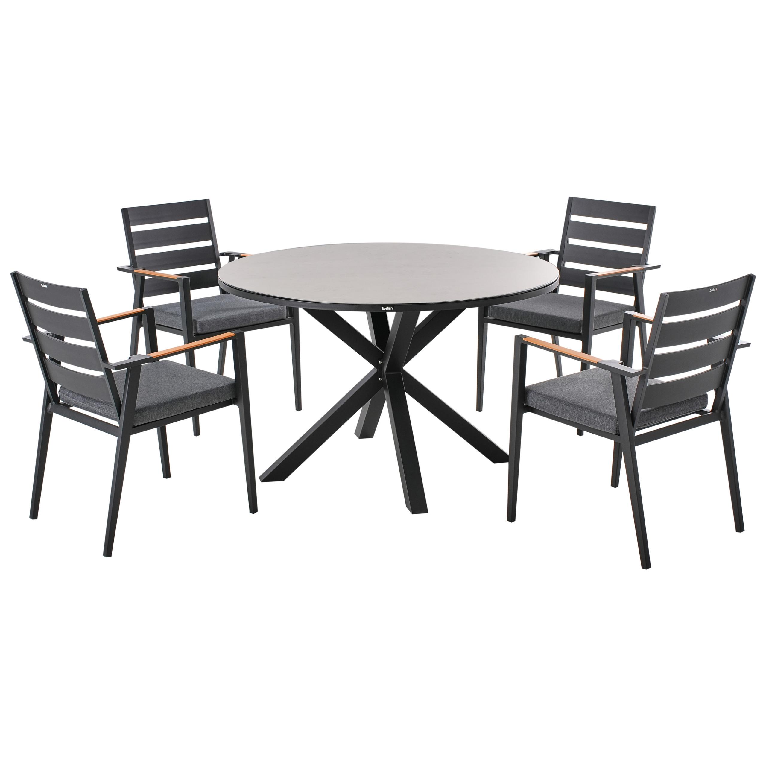 GARTENMÖBEL-SET 4-Sitzer Grau/Schwarz Metall Maletto/taviano - Grau, Keramik - Beliani
