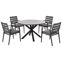 GARTENMÖBEL-SET 4-Sitzer Grau/Schwarz Metall Maletto/taviano - Grau, Keramik - Beliani