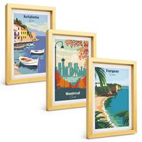 BILDER SET 3er Set - 20x30 cm Goldrahmen - Stadtansichten aus Griechenland, Kanada und Australien - Goldfarben, Kunststoff (20/30cm) - TULUP