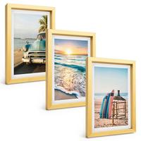 BILDER SET 3er Set - 20x30 cm Goldrahmen - Sonnenuntergangsurlaub in Miami - Goldfarben, Kunststoff (20/30cm) - TULUP