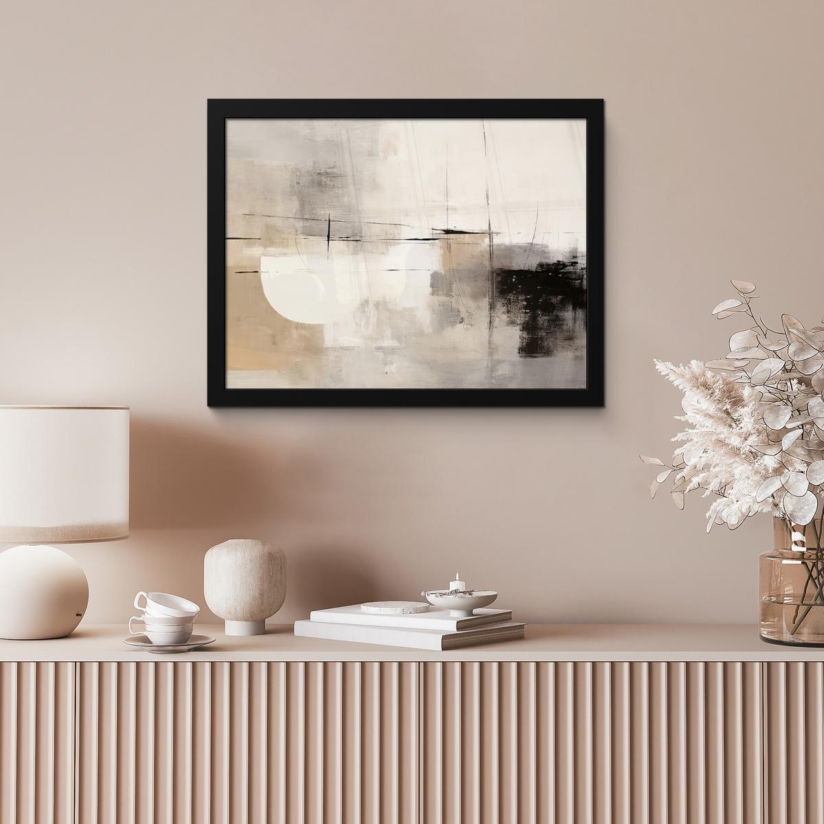 POSTER MIT RAHMENGERAHMTES BILD Abstrakt - Kunst - Grau 40x30 cm - Hellgrau, Papier (40/30cm) - MuchoWow