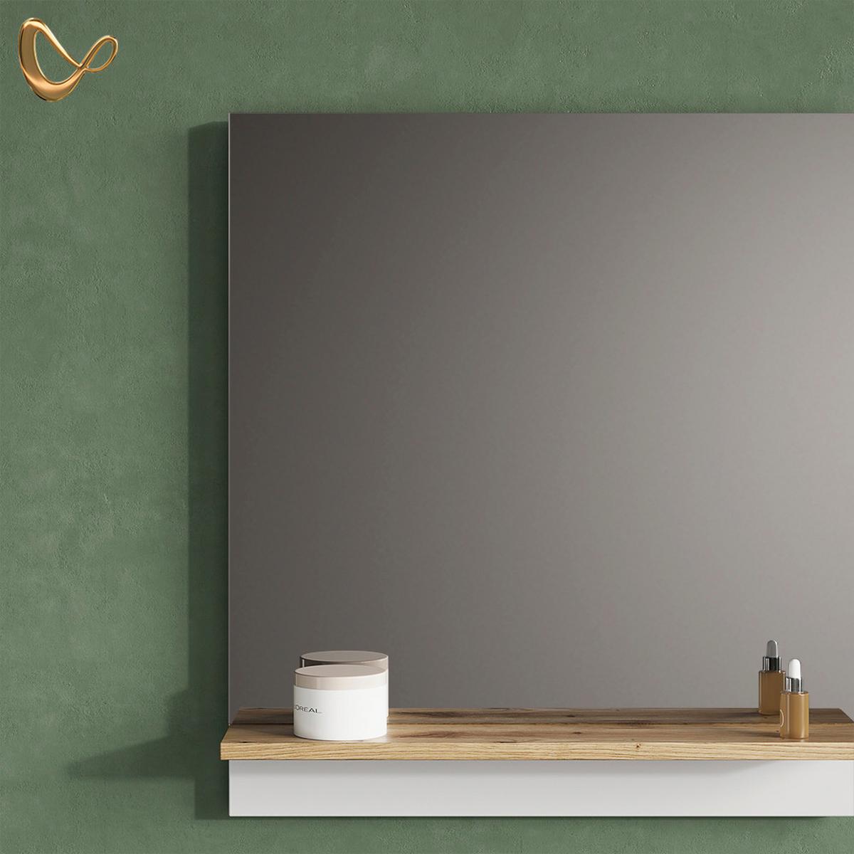 BADSPIEGEL Timavo Weiß 60 x 67 cm mit Regal - Weiß, Holzwerkstoff (60/67/14cm) - Livinity®
