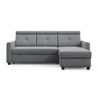 ECKSCHLAFSOFA Milano, Hellgrau, rechts - Hellgrau/Schwarz, Textil (217/166cm) - Beautysofa