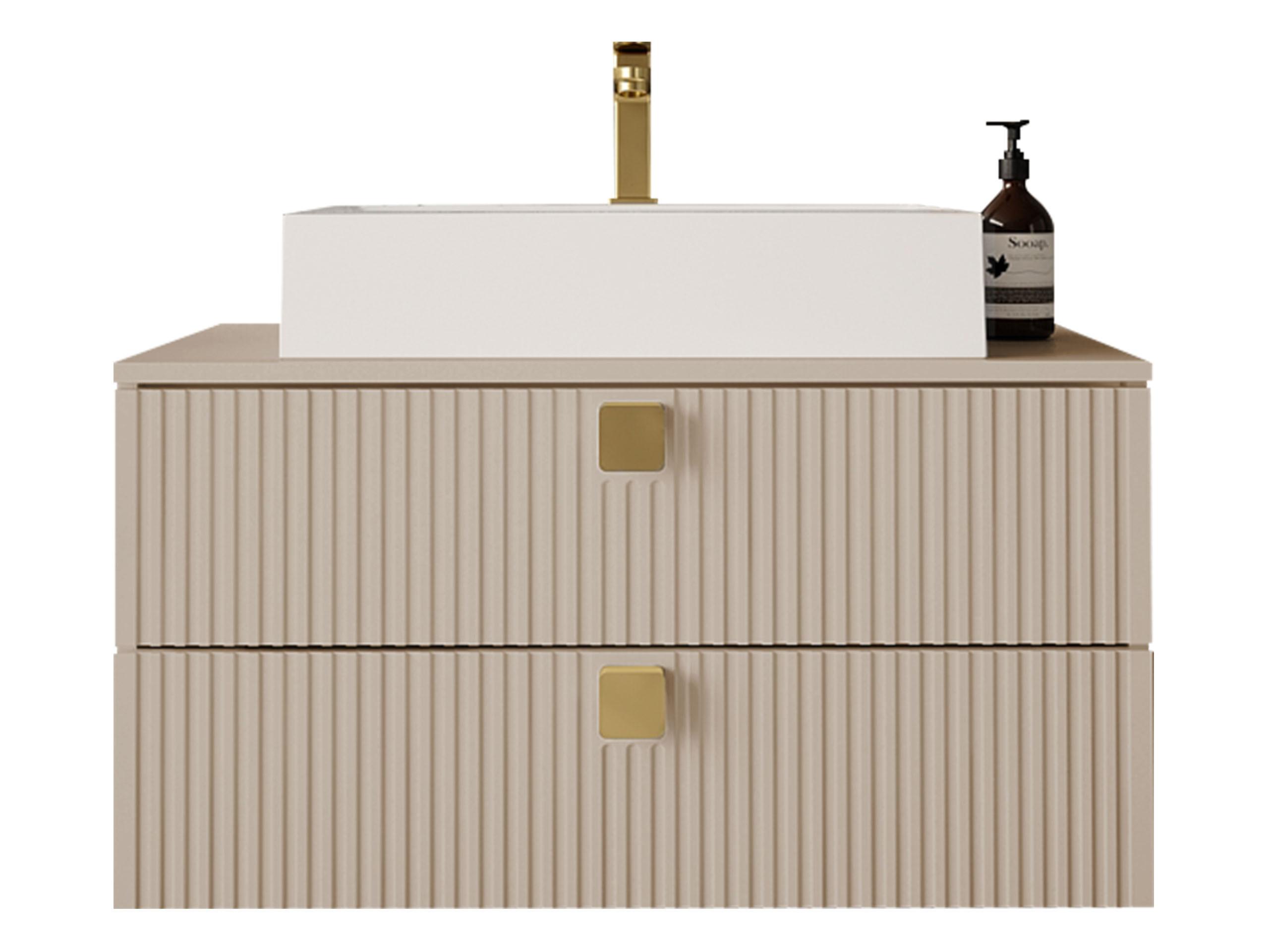 BADMÖBEL-SET Gariano 01 - Sandfarben/Goldfarben, Holzwerkstoff/Kunststoff (80/42/46cm) - MIRJAN24