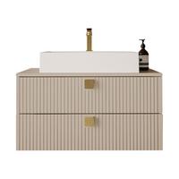 BADMÖBEL-SET Gariano 01 - Sandfarben/Goldfarben, Holzwerkstoff/Kunststoff (80/42/46cm) - MIRJAN24
