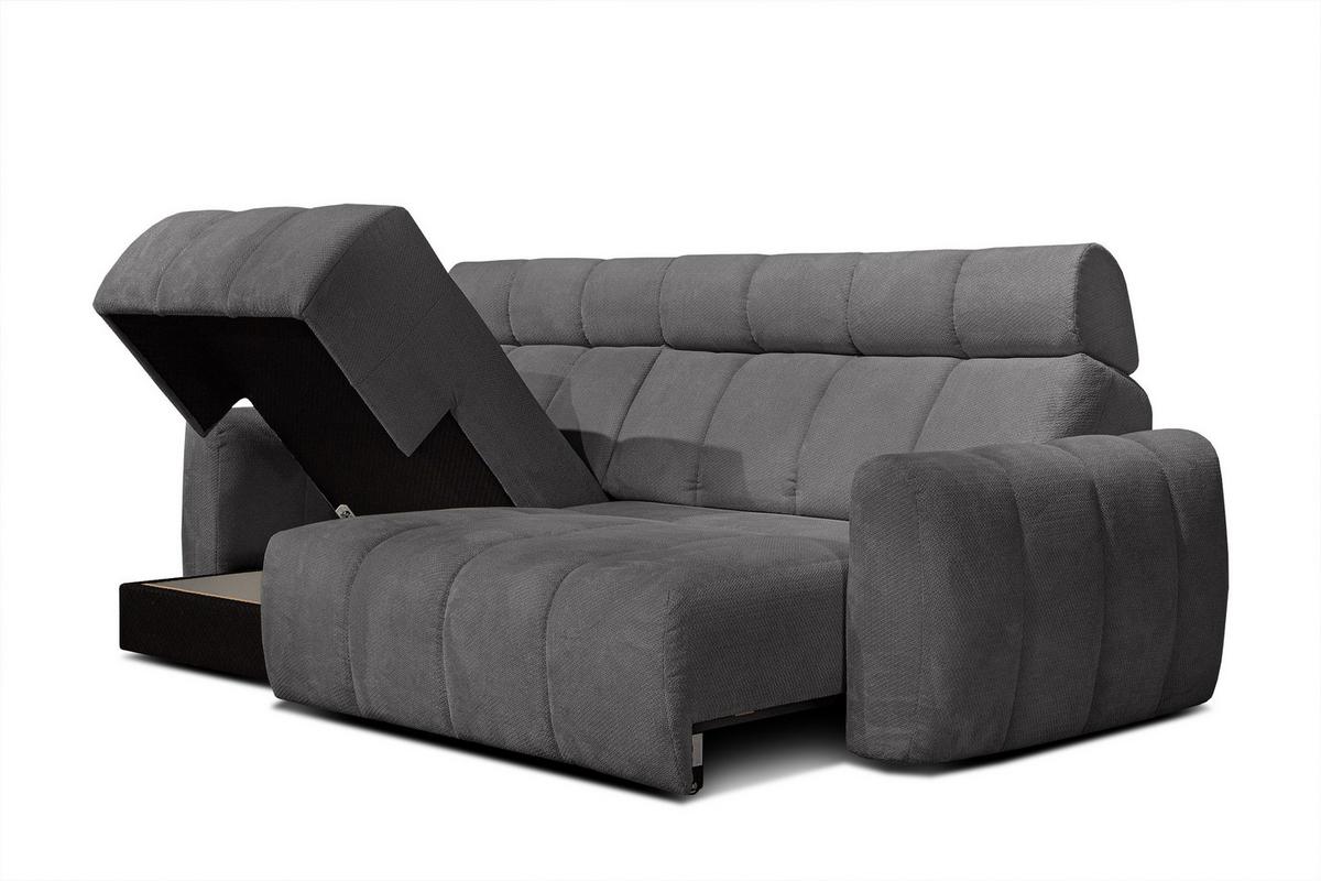 ECKSOFA KIMI 3-Sitzer, ausziehbarer Sitz, verstellbare Kopfstützen, dunkelgrau - Anthrazit/Schwarz, Holzwerkstoff/Textil (270/160cm) - Wozimo