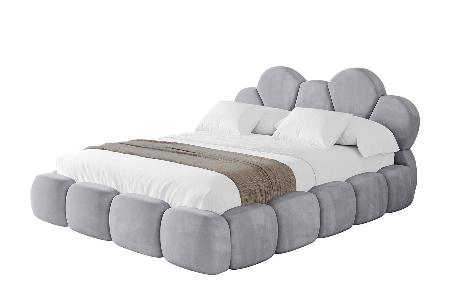 POLSTERBETT mit Bettkasten und Lattenrost, Bett mit Matratze H3/H4 - LANA 180x200 Hellgrau - Hellgrau, Holzwerkstoff/Textil (180/200cm) - ALTDECOR