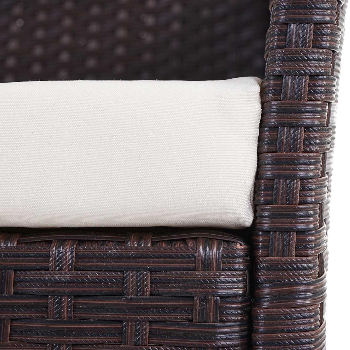 POLY-RATTAN GARTENBANK Braun, Cremeweiß - Braun/Weiß, Kunststoff (106/83/60cm) - MCW