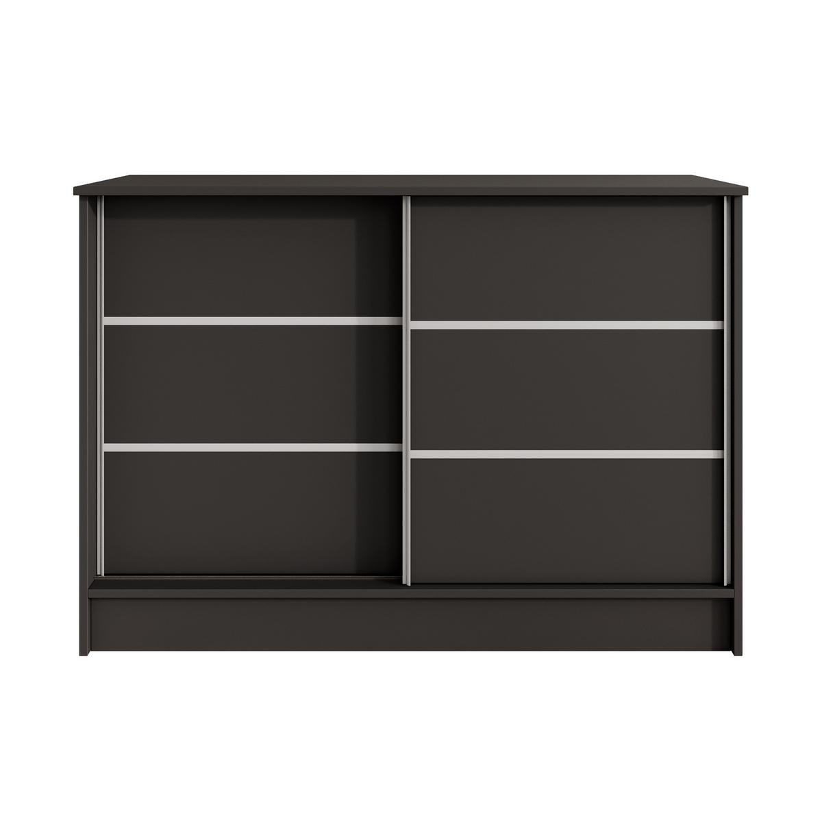 KOMMODE Mirela mit 2 Schiebetüren 120 cm, Schwarz - Schwarz, Holzwerkstoff (121/85/43.5cm) - Beautysofa