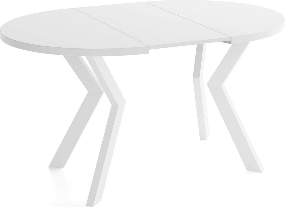 ESSTISCH Savio Weiß rund ausziehbar verlängerbar, Weiß 80-130/80/77 cm - Weiß, Holz/Holzwerkstoff (80/130/77cm) - WFL GROUP