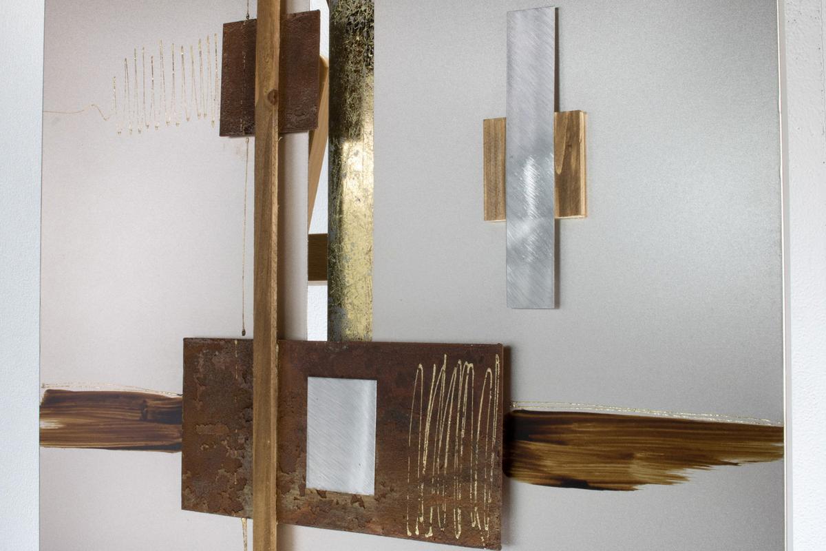 WANDDEKO Gold 83/83 cm - Goldfarben/Braun, Metall (2/83/6cm) - KUNSTLOFT