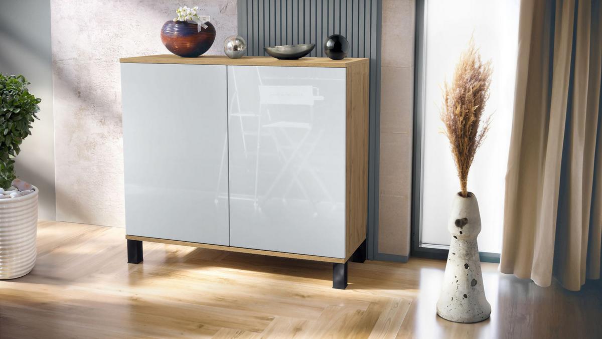 KOMMODE Skadu Weiß Hochglanz - Weiß Hochglanz, Holzwerkstoff (92.5/84.5/35cm) - Vladon