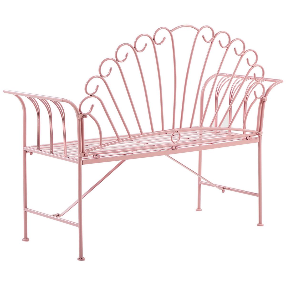 BALKONSET 2-Sitzer rosa Metall Bank mit Beistelltisch Cavinia - Pink, Metall - Beliani