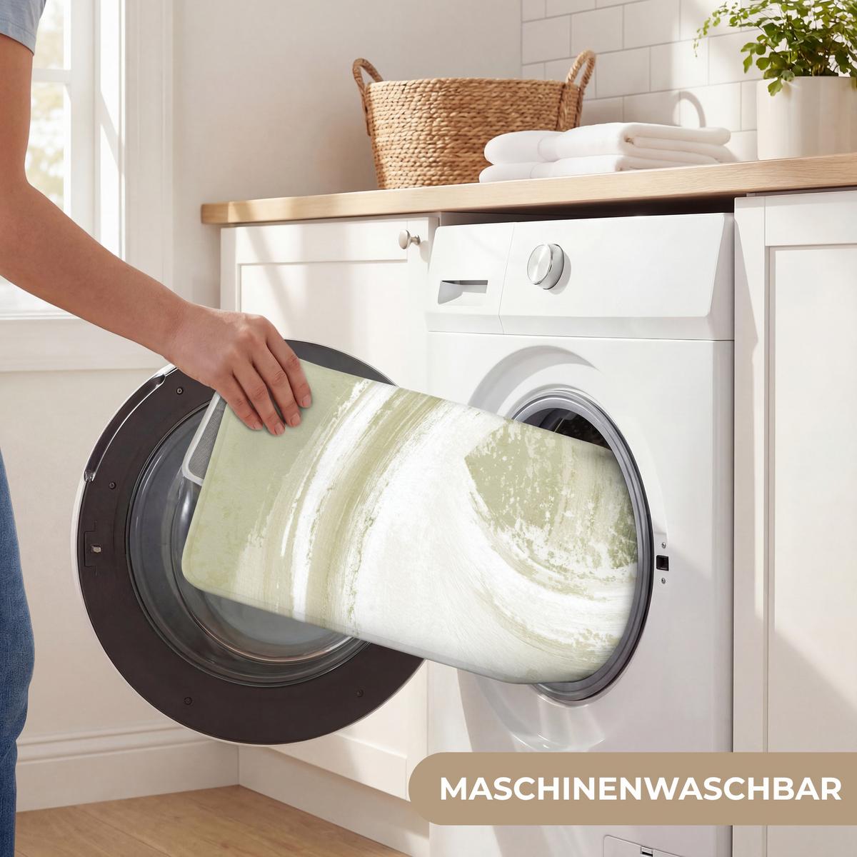 WC-VORLEGER Abstrakt - Pinselstriche - Wellen - Grün WC Teppich 40x60 cm - Mintgrün, Textil (40/1cm) - OnlyWow