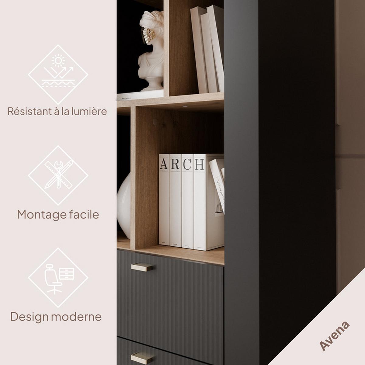 REGAL AVENA, 60/40/169 cm Schwarz / Eiche - Schwarz, Holzwerkstoff/Kunststoff (60/169/40cm) - Idohome