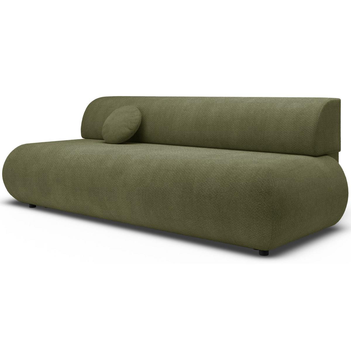 3-SITZER SCHLAFSOFA Olivgrün Chenille - Schwarz/Olivgrün, Kunststoff/Textil (214/74/100cm) - Selsey
