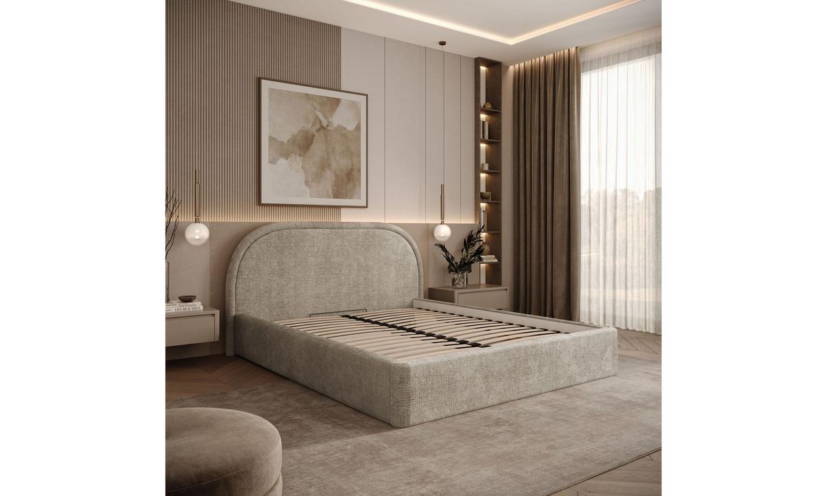 POLSTERBETT OLIVIA 140x200 cm Crem 02 34 Holzlatten - Beige, Textil (140/200cm) - Lookway