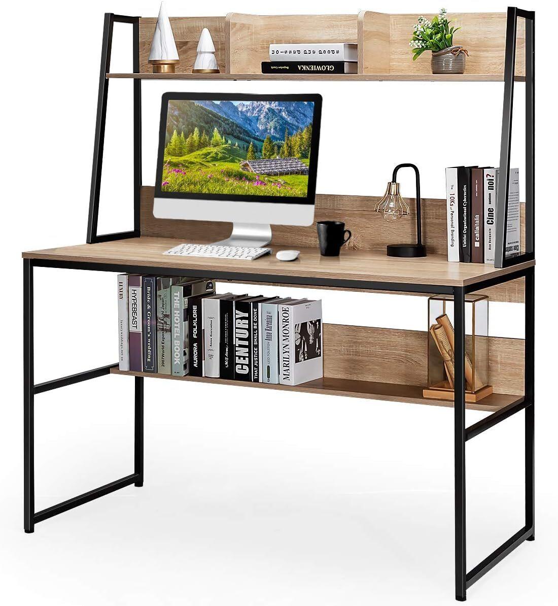 SCHREIBTISCH 140cm Natur - Naturfarben, Holz (57/120/140cm) - COSTWAY