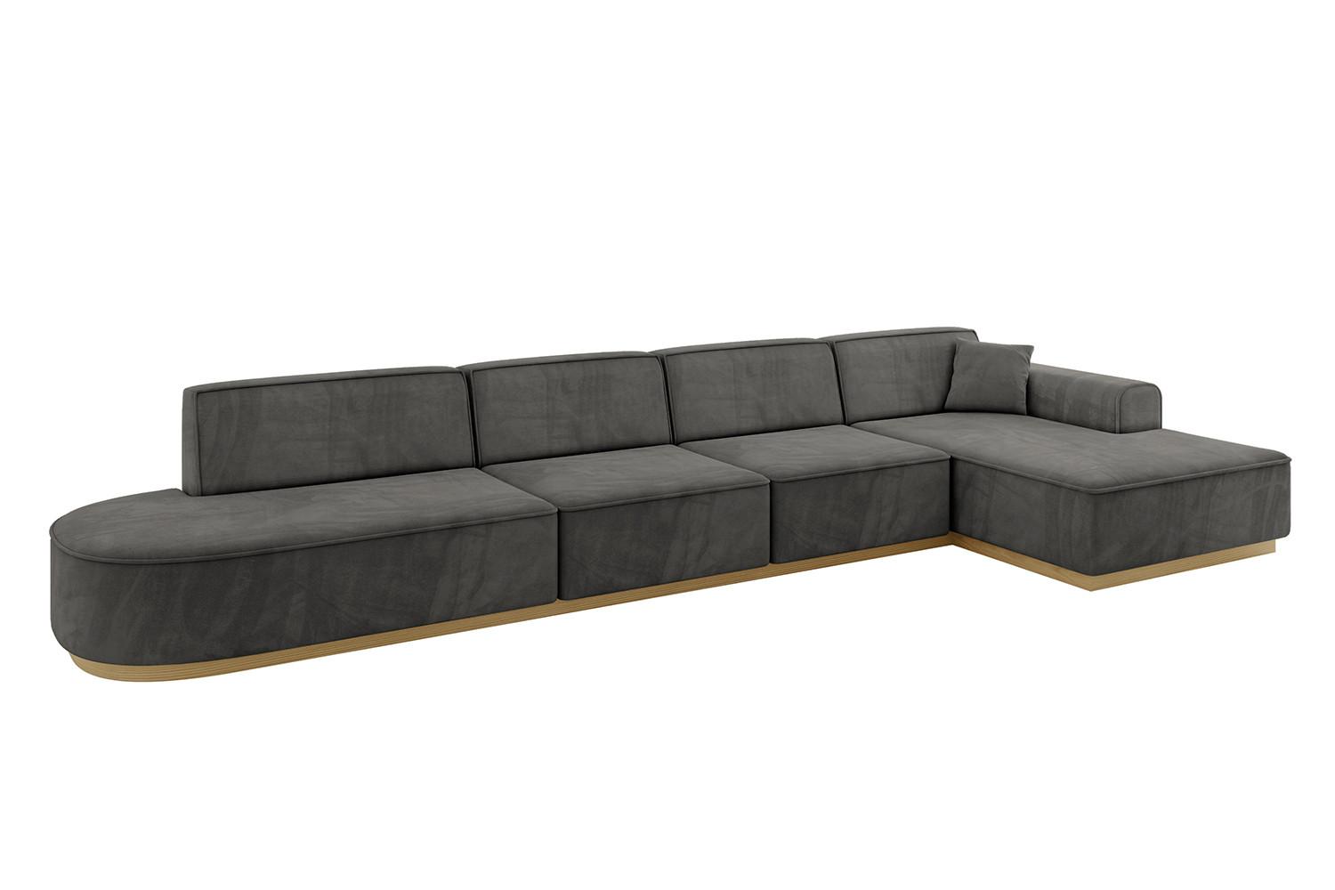 ECKSOFA Ottomane Rechts IREA-L3-v2 - 412x165x80 cm Ecru - Anthrazit, Holzwerkstoff/Textil (412/165cm) - ALTDECOR
