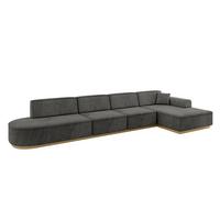 ECKSOFA Ottomane Rechts IREA-L3-v2 - 412x165x80 cm Ecru - Anthrazit, Holzwerkstoff/Textil (412/165cm) - ALTDECOR