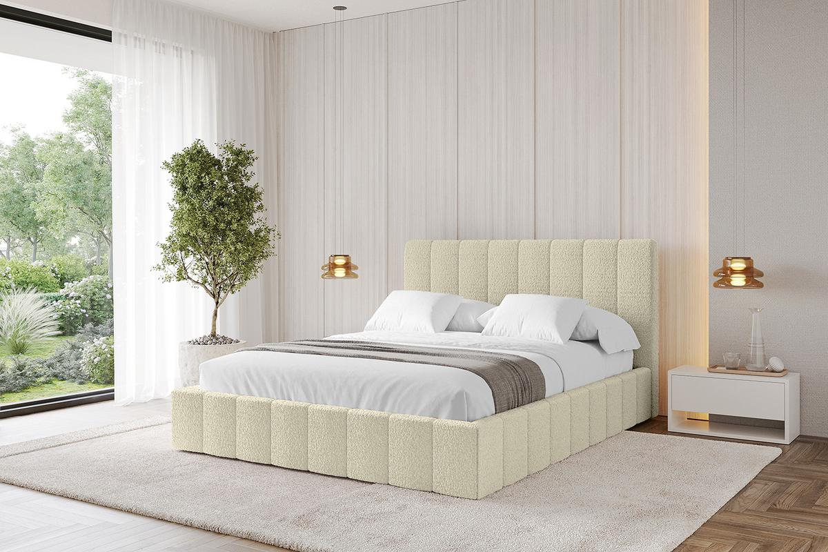 POLSTERBETT mit Bettkasten und Lattenrost, Bett mit Matratze H3/H4 - FINO 180x200 Beige - Taupe, Holzwerkstoff/Textil (180/200cm) - ALTDECOR