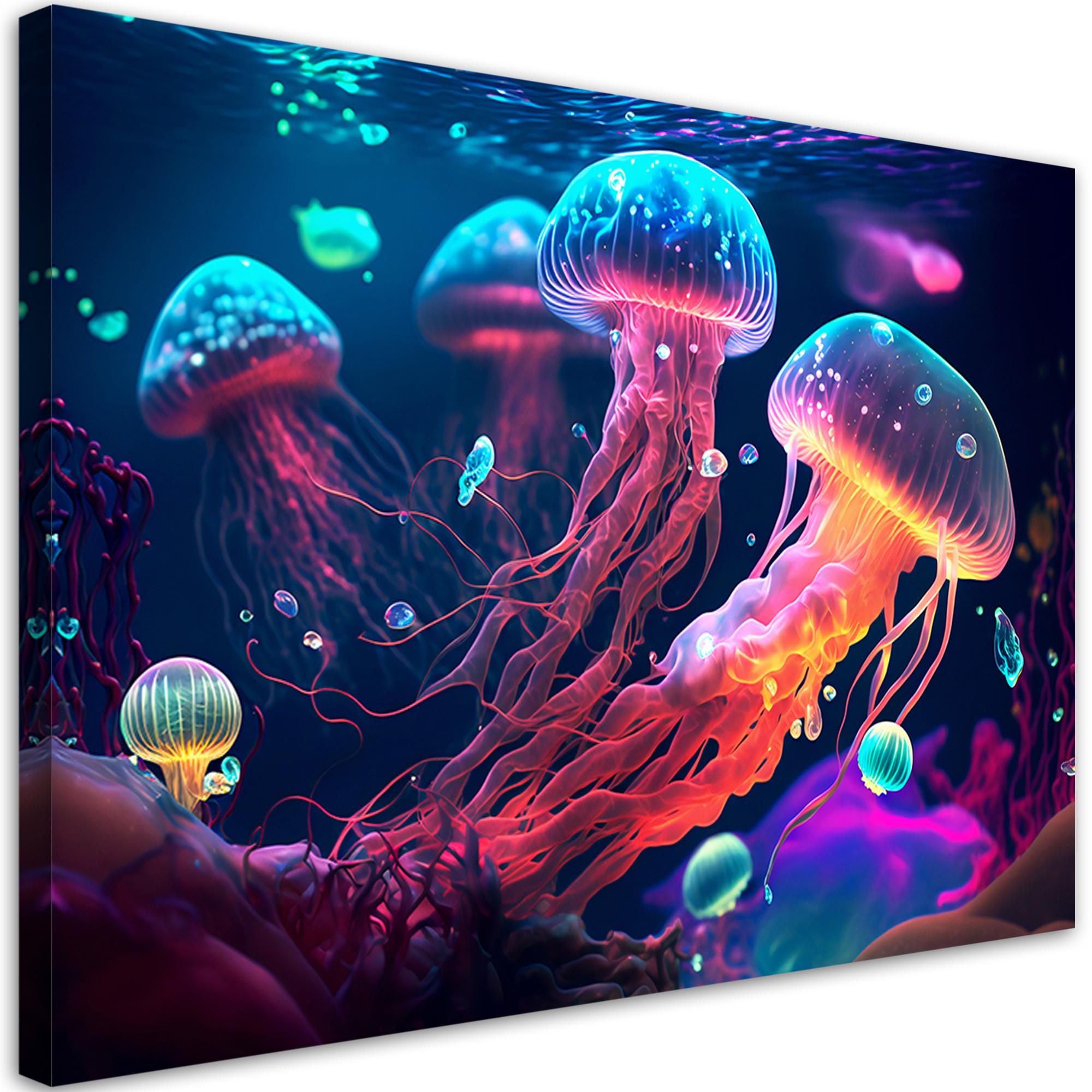 WANDBILD neon seequalle - Multicolor, Textil (60/40cm) - Feeby