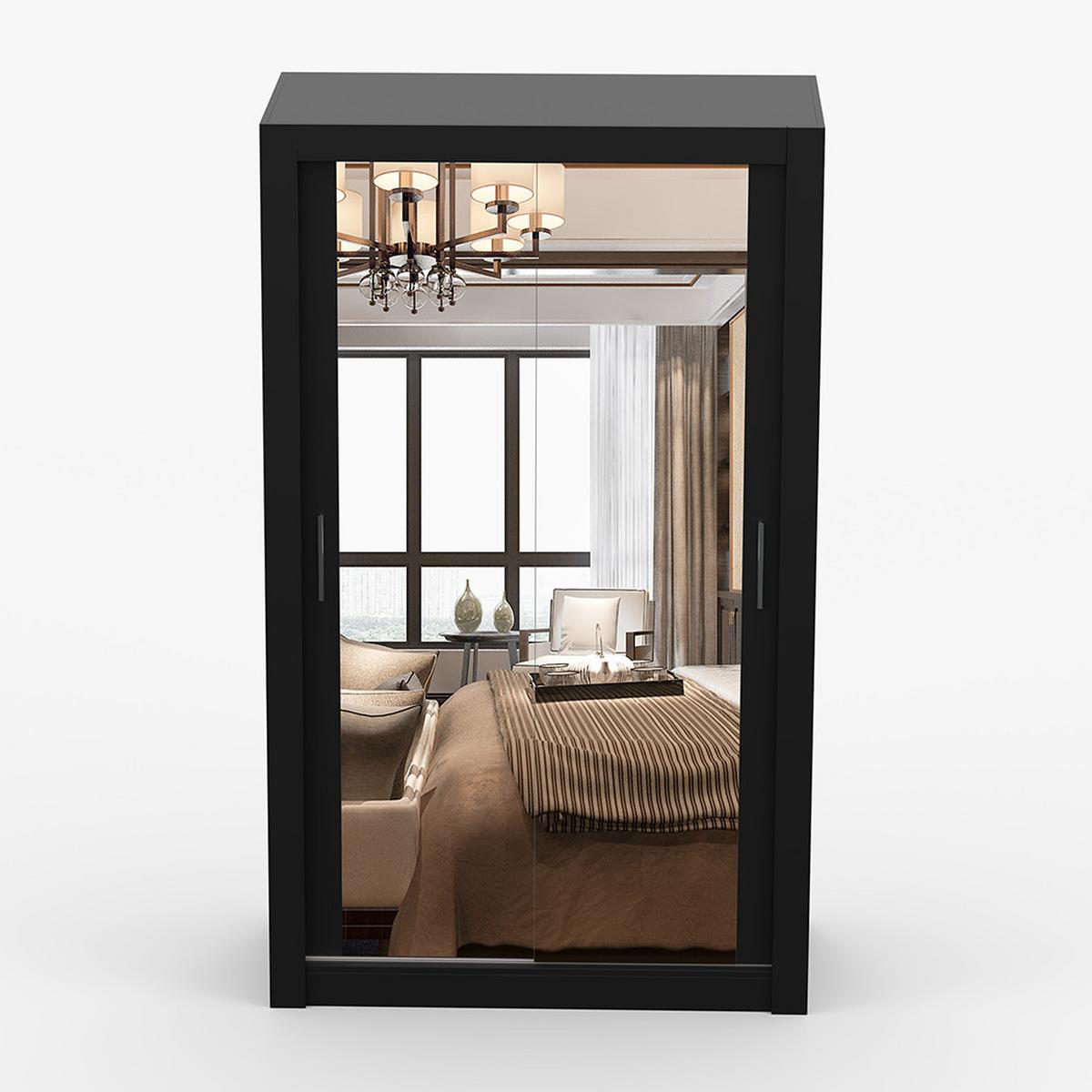 KLEIDERSCHRANK Milan 120 cm, 120/215/64, 2-türig, schwarz - Schwarz, Holzwerkstoff (120/215/64cm) - imoebel24