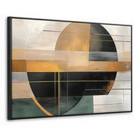LEINWAND Bilder mit Rahmen - Abstrakt - Gold - Bronze - Grün - Formen - Modern - 120x80 - Multicolor, Textil (120/80cm) - MuchoWow