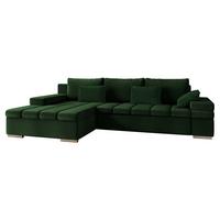 ECKSOFA Bangkok, Seite: Links - Waldgrün/Silberfarben, Holz/Textil (310/175cm) - MIRJAN24