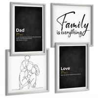 BILDER SET 4er Set - 50x50 cm & 40x60 cm Silberner Rahmen - Definitionen der Liebe in Familienzeichnungen - Silberfarben, Kunststoff (50/50cm) - TULUP