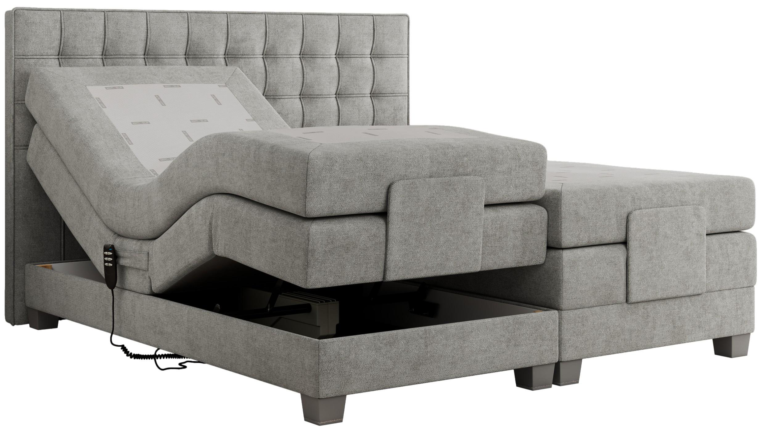 BOXBETT ELEKTRO 140/200 Hellgrau Struktur - H4 - Hellgrau, Holz/Textil (140/200cm) - MKS