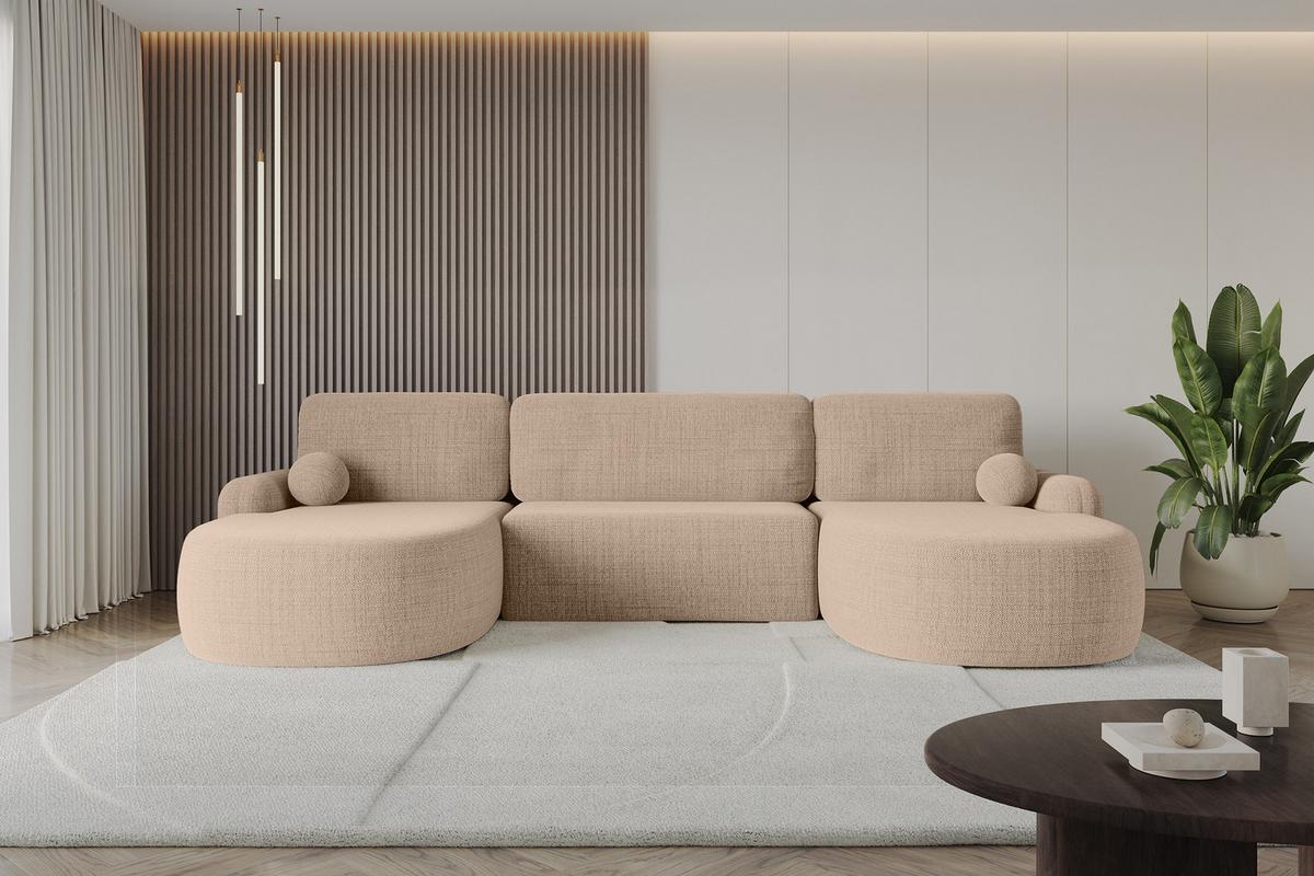 WOHNLANDSCHAFT mit Schlaffunktion und Bettkasten LIRA-U - 335x172x89 Dunkelbeige - Cappuccino, Holzwerkstoff/Textil (335/89/172cm) - ALTDECOR