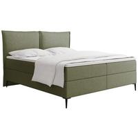 BOXBETT Calio Rise mit Bettkasten, Grün Chenille 140x200 cm – inkl. H4 Taschenfederkern Matratze & Foam Topper - Creme/Schwarz, Holz/Holzwerkstoff (140/200cm) - WFL GROUP