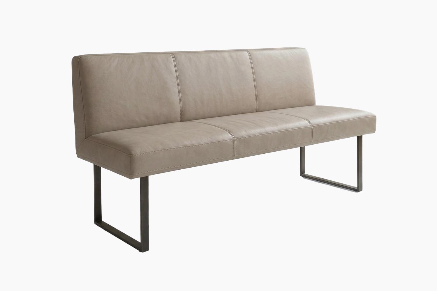 ESSZIMMERBANK ELEEN Grau Leder - Grau, Leder (143/85/69cm) - KAWOLA