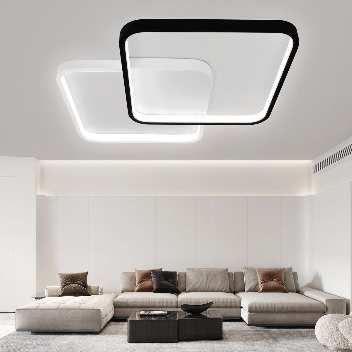 LED-DECKENLEUCHTE Nils 43/43/4.5 cm - Schwarz/Weiß, Metall (43/43/4.5cm) - Nettlife