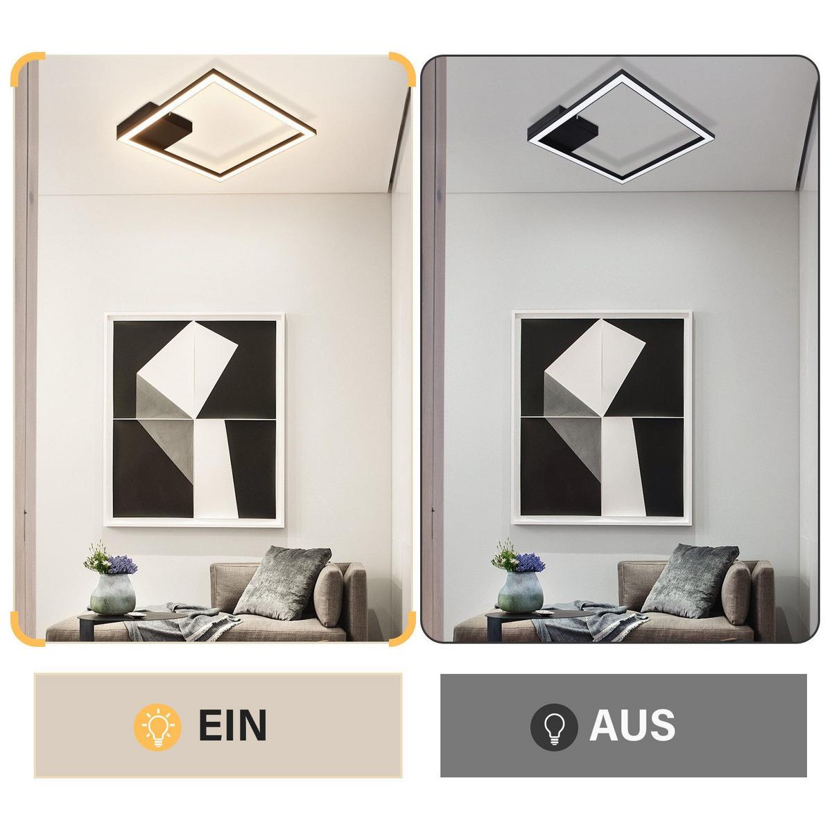 LED-DECKENLEUCHTE Franks 29.4/29.4/3.8 cm - Schwarz, Metall (29.4/29.4/3.8cm) - Nettlife