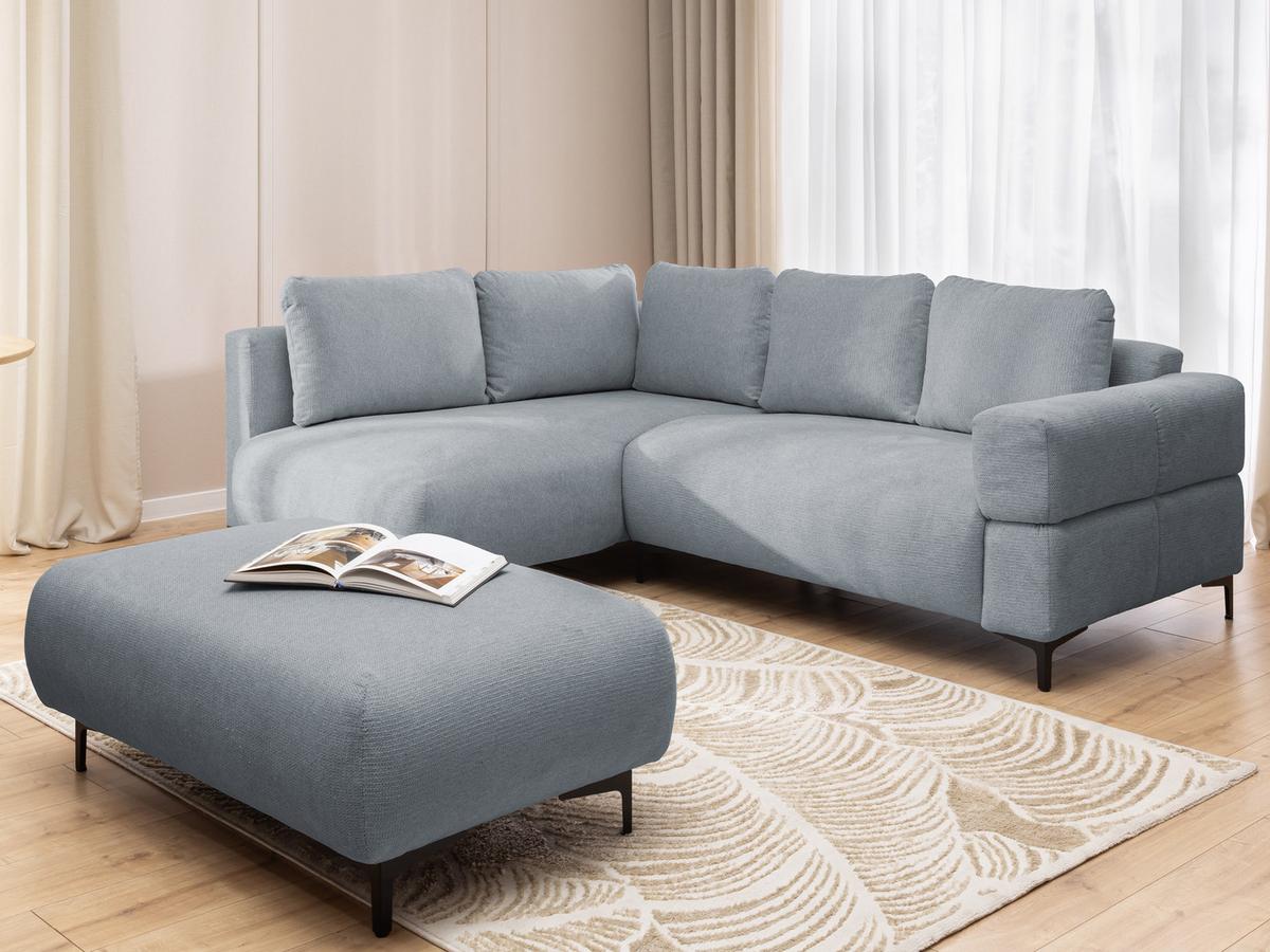 POLSTERHOCKER Cardea in Bubble-Optik aus weichem Grau Strukturstoff mit hohem Sitzkomfort - Schwarz/Grau, Holz/Textil (110/46/65cm) - S-Style Möbel
