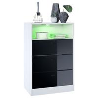 KOMMODE Pino Fronten in Schwarz Hochglanz - Schwarz Hochglanz, Holzwerkstoff (56/86.5/36cm) - Vladon