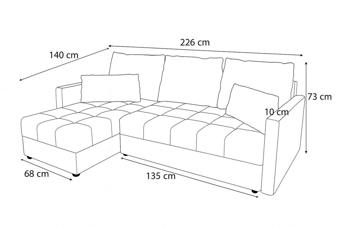 ECKSOFA L Form Dolceo Gelb 226/140/78 cm – Schlaffunktion Universell Rechts Links - Gelb/Schwarz, Kunststoff/Textil (226/140cm) - AX Living