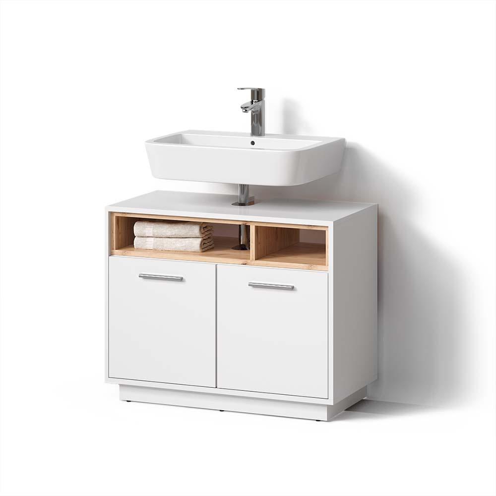 WASCHBECKENUNTERSCHRANK Temo Weiß 80 x 64 cm - Weiß, Holzwerkstoff (80/64/40cm) - Livinity®