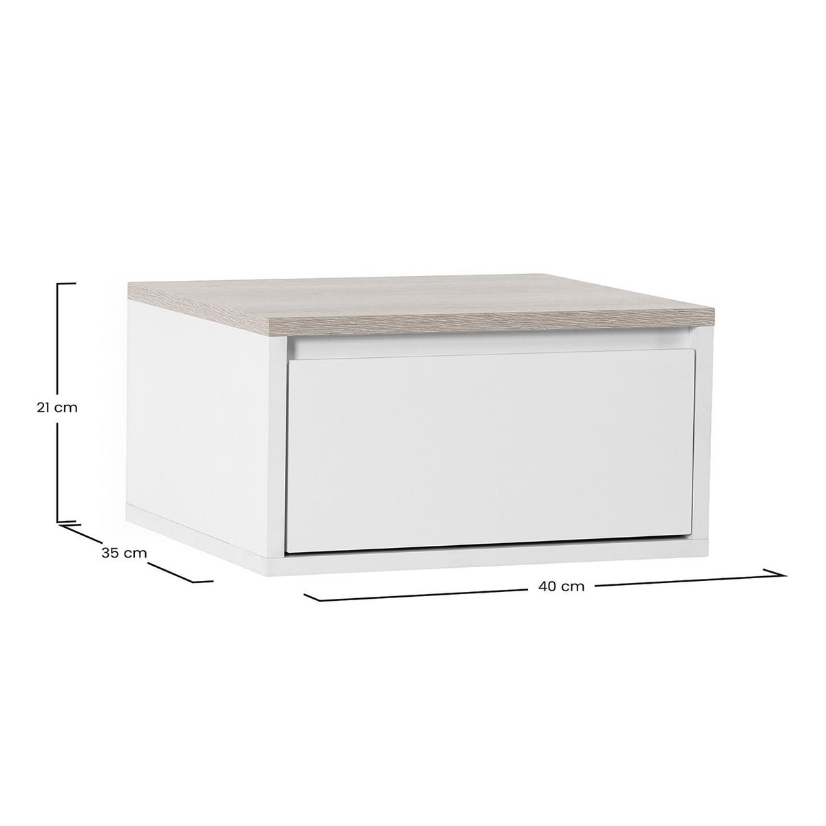 NACHTTISCHE schwebende – Set aus 2 schewebende Nachttischen Desi Weiß/Eiche - Weiß, Holzwerkstoff (40/21/35cm) - VS Venta-stock