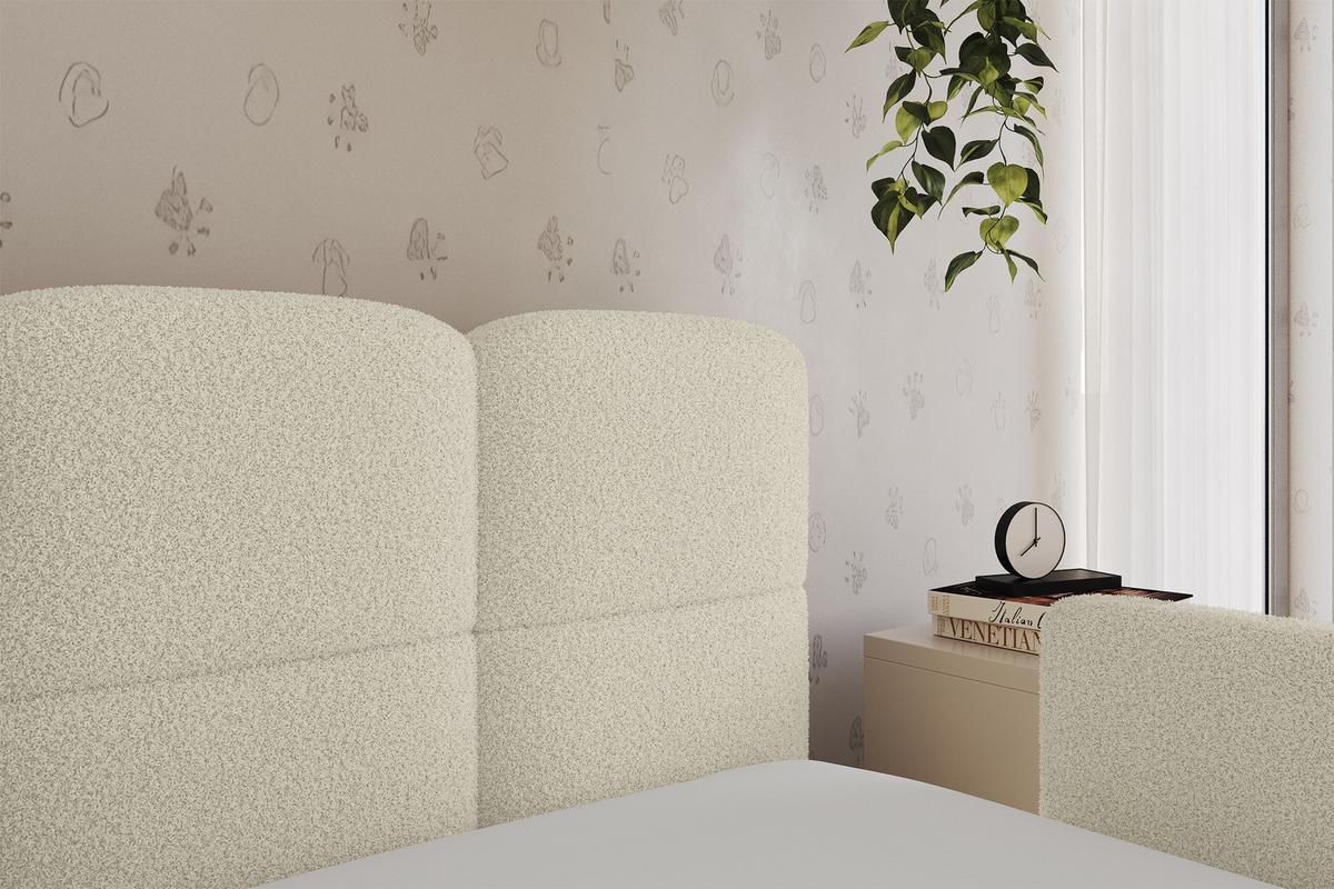 EINZELLBETT Jugendbett mit Bettkasten, Links - KIVY 90x200 Beige - Creme, Holzwerkstoff/Textil (90/200cm) - ALTDECOR