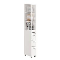 NISCHENSCHRANK mit 3 Schubladen und 3 offenen Regalen 40×20×170 cm - Weiß, Fell (20/170/40cm) - SoBuy