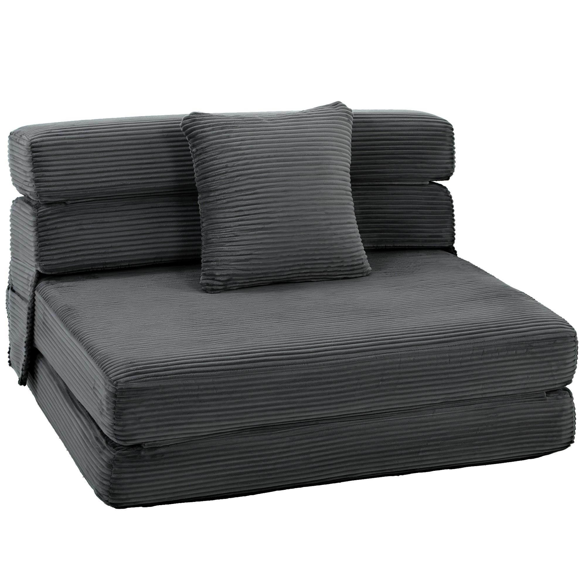 BODENSTUHL Cord Schaumstoff Dunkelgrau - Dunkelgrau, Textil (76/62/100cm) - HOMCOM