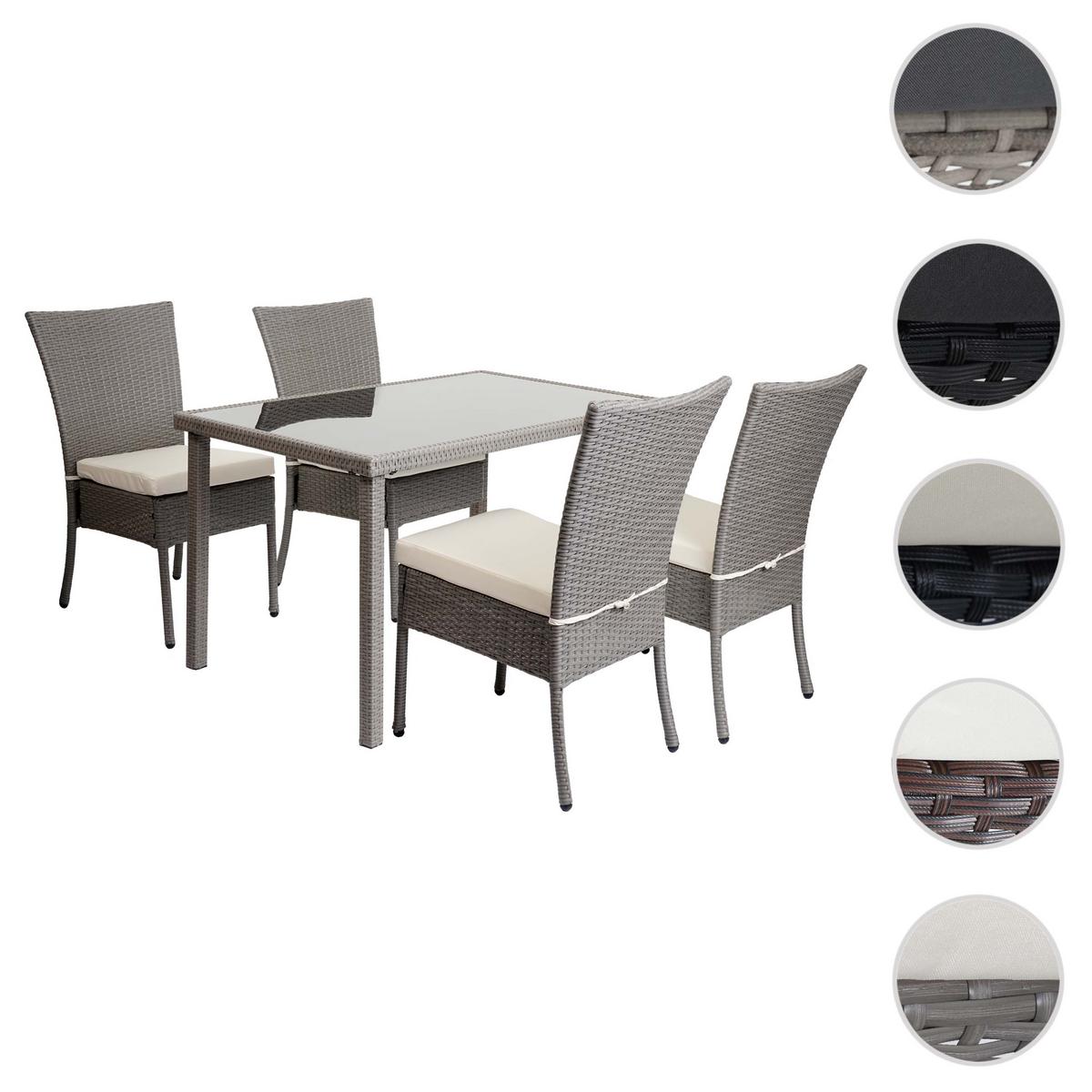 GARNITUR Grau, Cremeweiß 5-teilig-Set - Weiß/Grau, Kunststoff - MCW