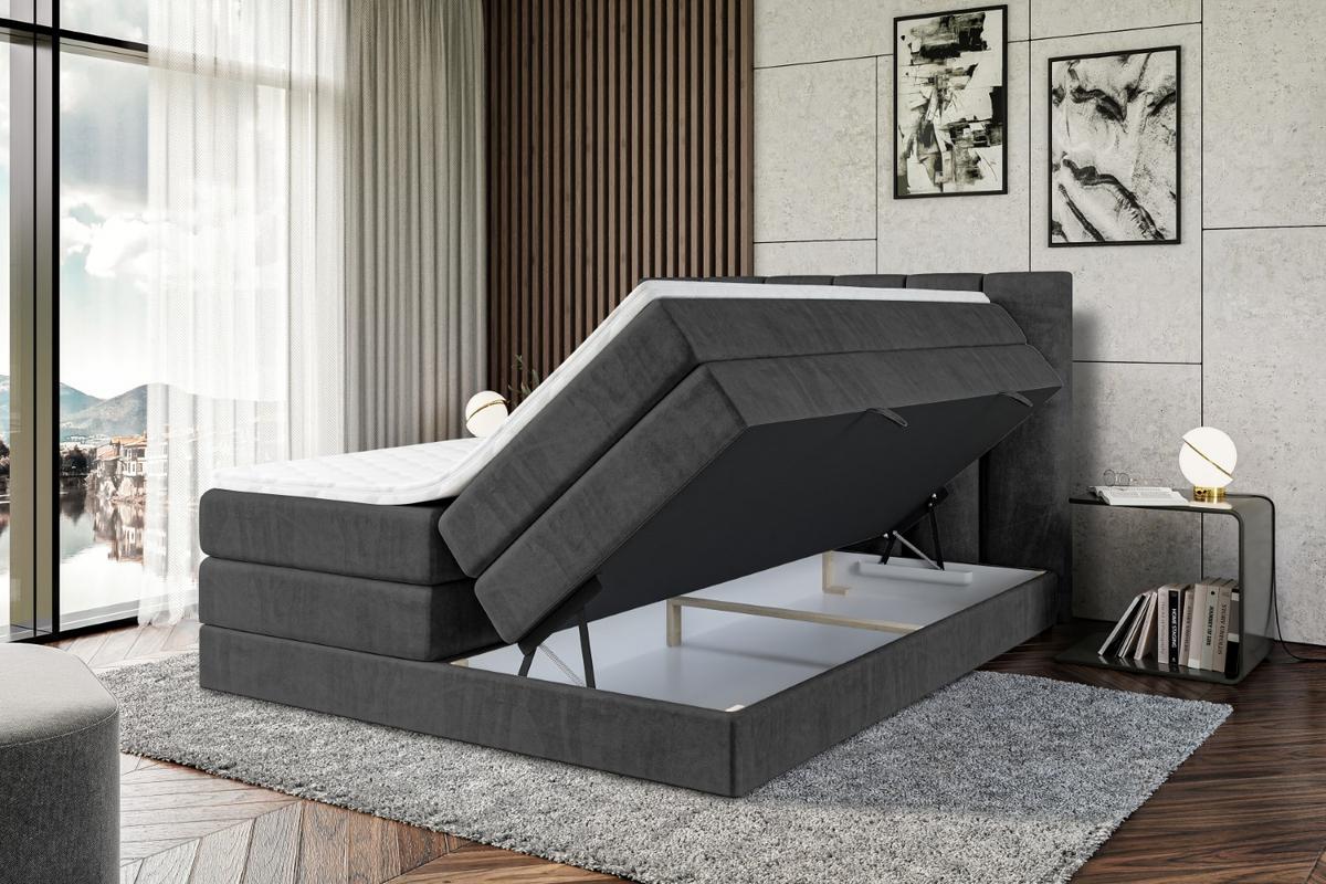 BOXSPRINGBETT BOXI1 KING - 140x200 - H3/H4 - Schwarz - Schwarz, Holzwerkstoff (140/200cm) - ALTDECOR