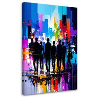 LEINWANDBILD Silhouetten Figuren Bunt Abstrakt 40x60cm - Multicolor, Textil (40/60cm) - Feeby